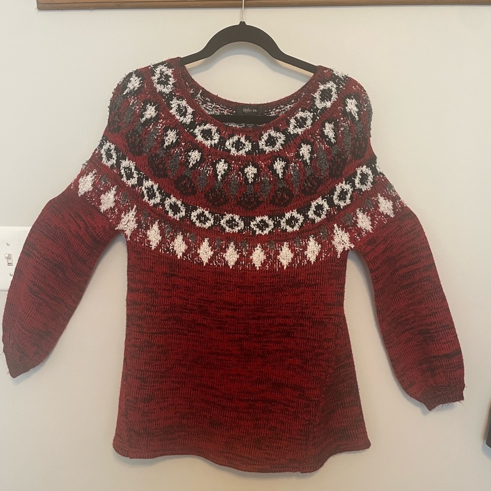 Style & Co. Women’s Sweater Red Black White Grey Size S